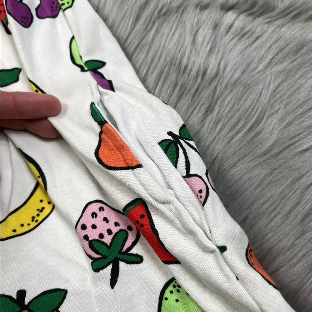 Hanna Andersson Girls White Multicolored Fruit Tank Dress 120 6-7